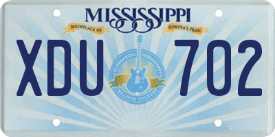 MS license plate XDU702