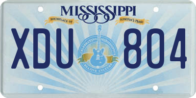 MS license plate XDU804