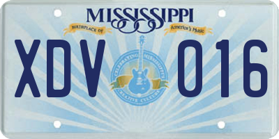 MS license plate XDV016