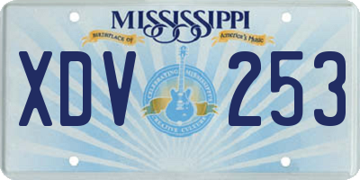 MS license plate XDV253