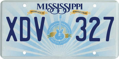 MS license plate XDV327