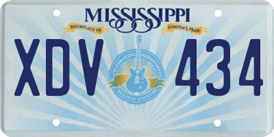 MS license plate XDV434