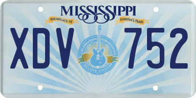 MS license plate XDV752