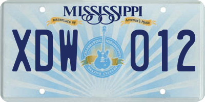 MS license plate XDW012