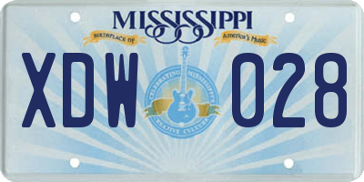 MS license plate XDW028