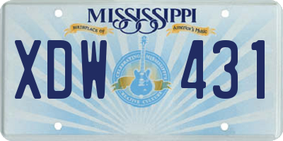MS license plate XDW431