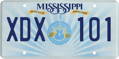 MS license plate XDX101