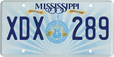 MS license plate XDX289