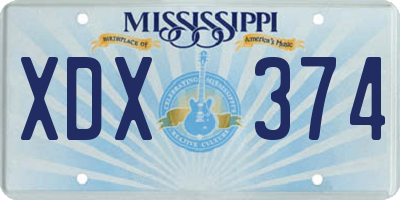 MS license plate XDX374