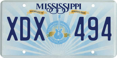 MS license plate XDX494