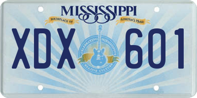 MS license plate XDX601