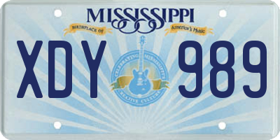 MS license plate XDY989