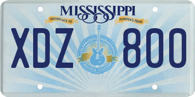 MS license plate XDZ800
