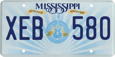 MS license plate XEB580