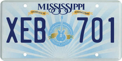 MS license plate XEB701