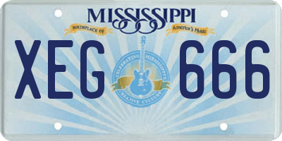 MS license plate XEG666