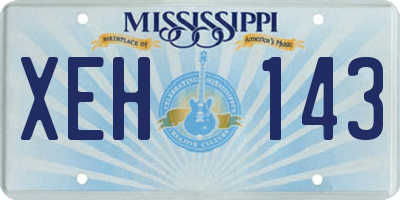 MS license plate XEH143