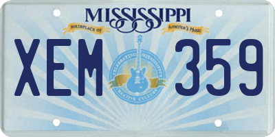 MS license plate XEM359