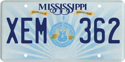 MS license plate XEM362