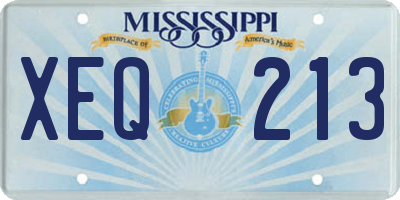 MS license plate XEQ213