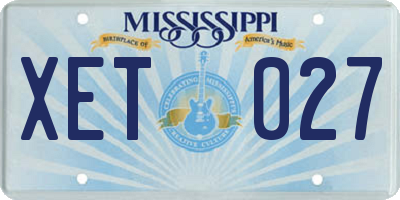 MS license plate XET027