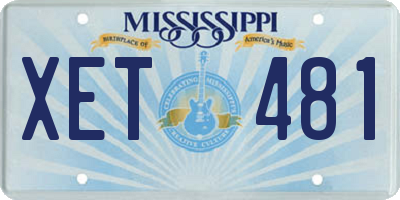 MS license plate XET481