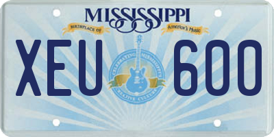 MS license plate XEU600