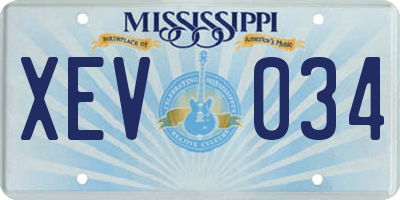 MS license plate XEV034