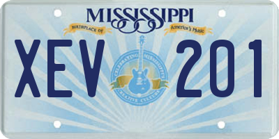 MS license plate XEV201