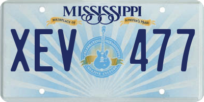 MS license plate XEV477