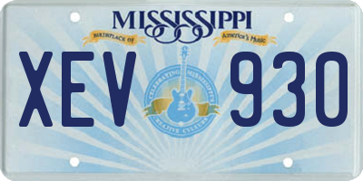 MS license plate XEV930
