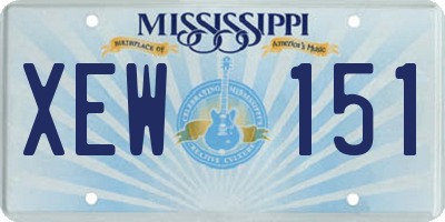 MS license plate XEW151