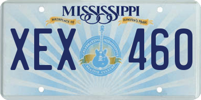 MS license plate XEX460
