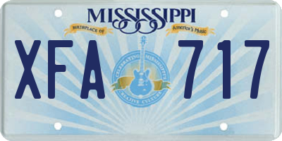 MS license plate XFA717