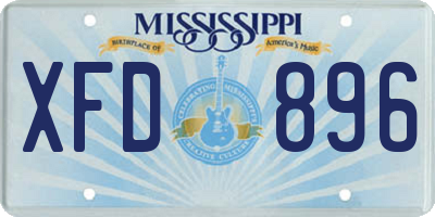 MS license plate XFD896