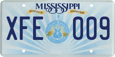 MS license plate XFE009