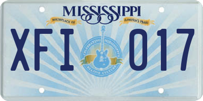 MS license plate XFI017