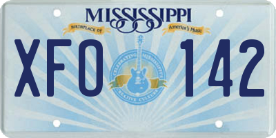 MS license plate XFO142