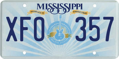MS license plate XFO357