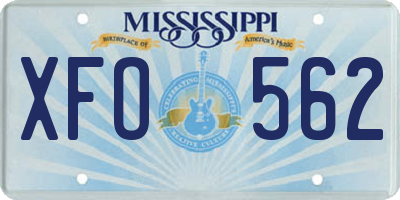 MS license plate XFO562