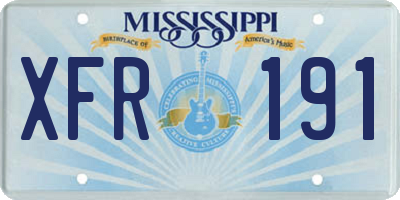 MS license plate XFR191