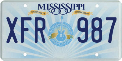 MS license plate XFR987