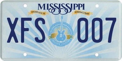 MS license plate XFS007