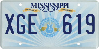 MS license plate XGE619