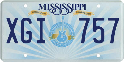 MS license plate XGI757