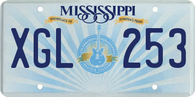 MS license plate XGL253