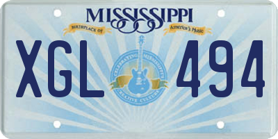 MS license plate XGL494