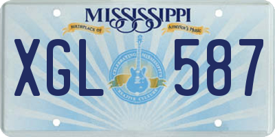 MS license plate XGL587