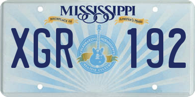 MS license plate XGR192