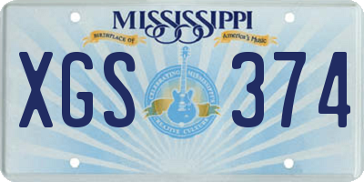 MS license plate XGS374
